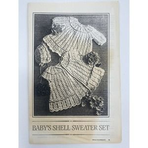 Vintage PDF pattern Crochet SHELL SET sweater jacket baby bonnet hat